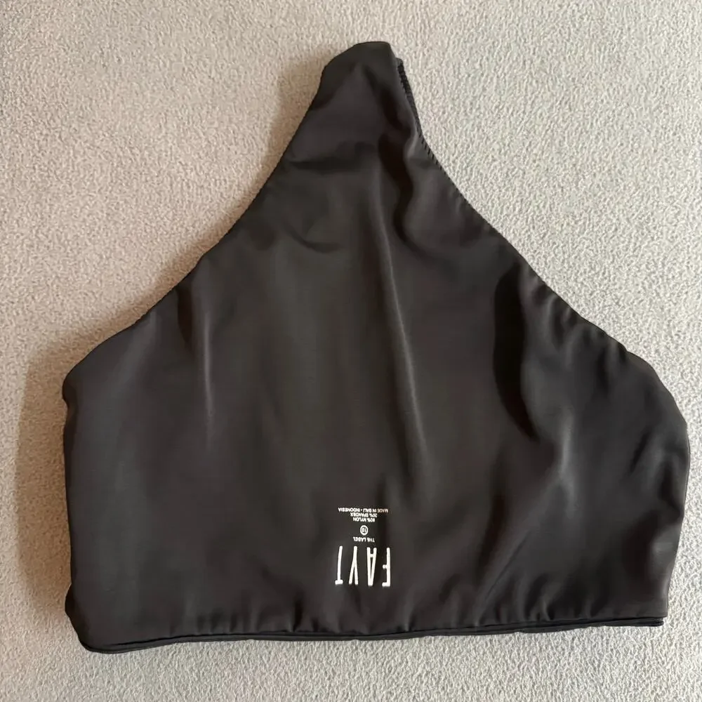 FAYT‎ The Label Swim Bikini Bottoms 10 (6 US) Black Mid High Waist